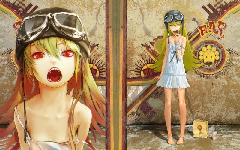 Anime Girl with Goggles — Yellow, Playful, Digital Art, Doughnut
