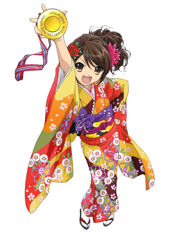 anime girl with gold medal