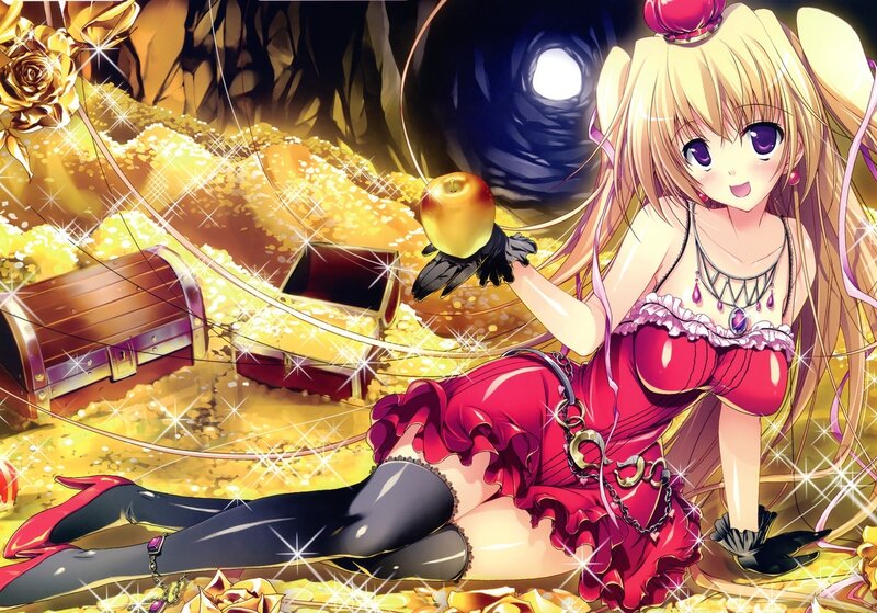 Anime girl with golden apple