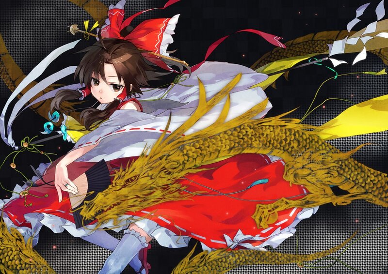 Anime girl with golden dragon