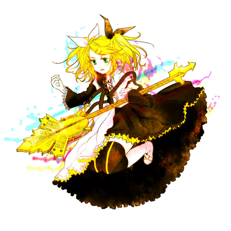 anime girl with golden guitar