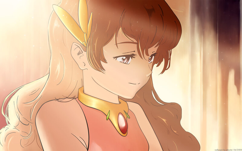 Anime Girl with Golden Hair — Brown, Serene