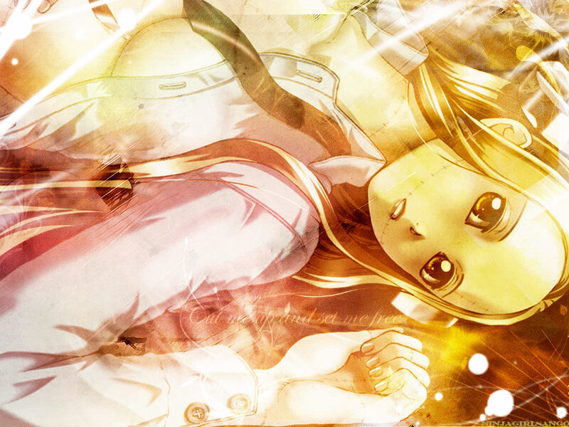 Anime girl with golden light
