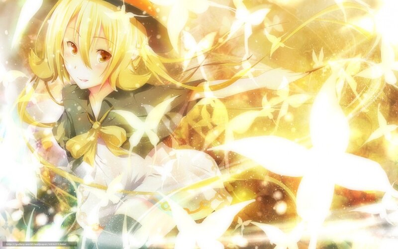 anime girl with golden light