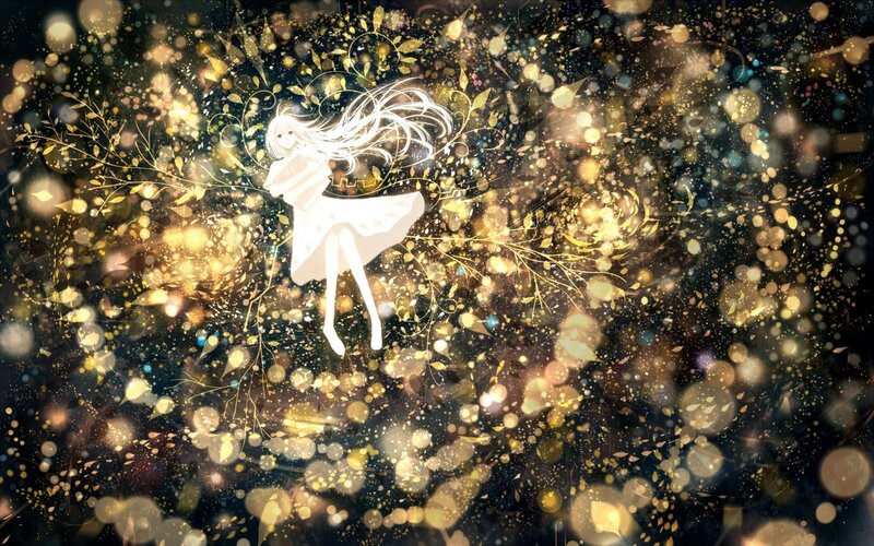 Anime girl with golden sparkles
