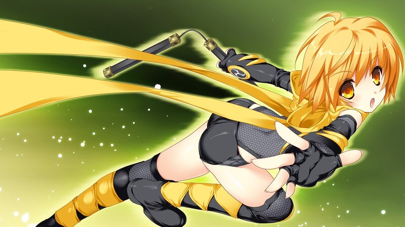 anime girl with golden weapon