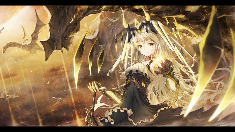 Anime Girl with Golden Weapons