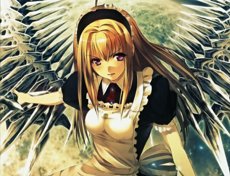 anime girl with golden wings