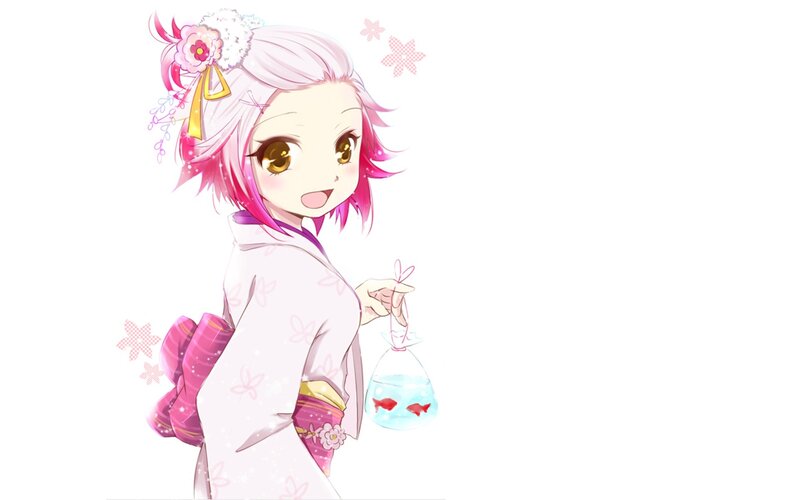 anime girl with goldfish