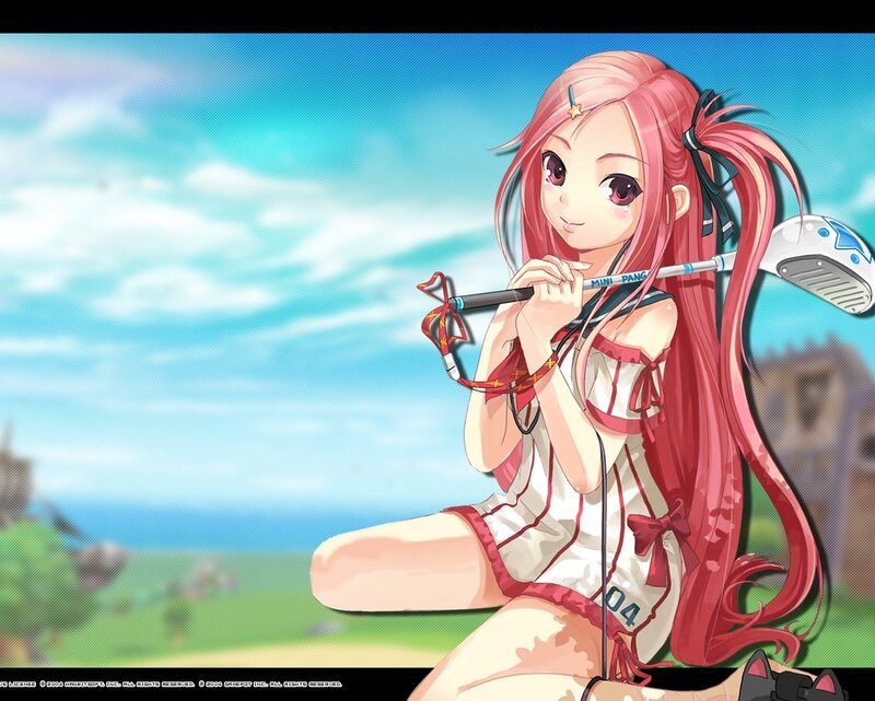 Anime girl with golf club