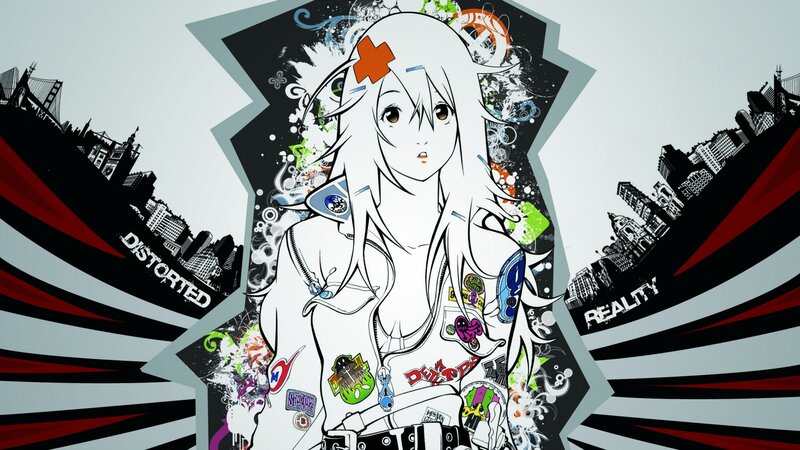 anime girl with graffiti art