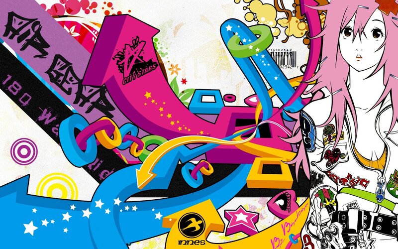 Anime Girl with Graffiti — Pink