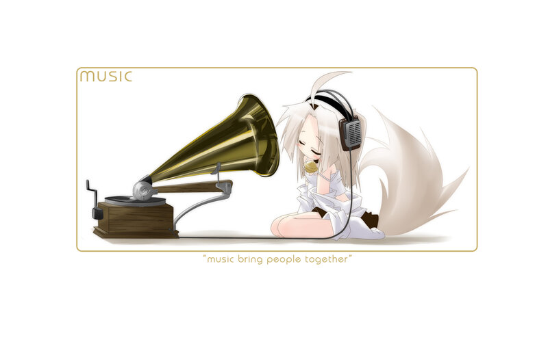 anime girl with gramophone