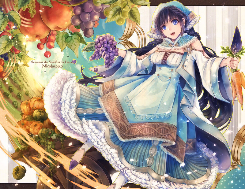 Anime Girl with Grapes — Blue