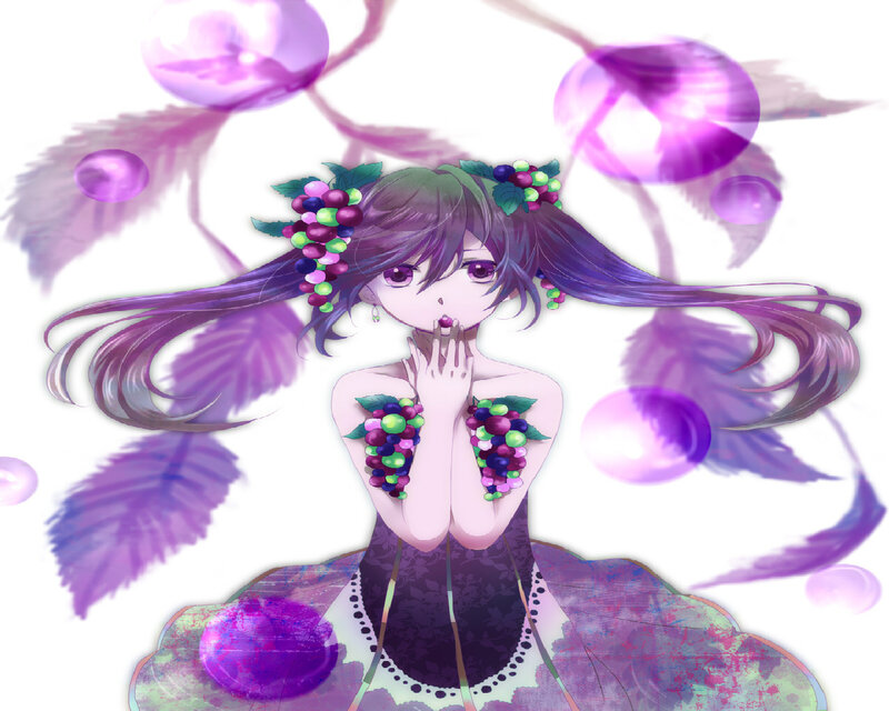 Anime Girl with Grapes — Purple