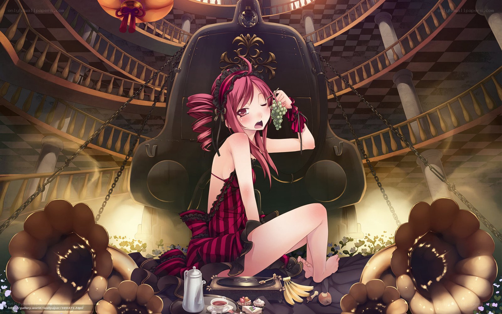 Anime girl with grapes