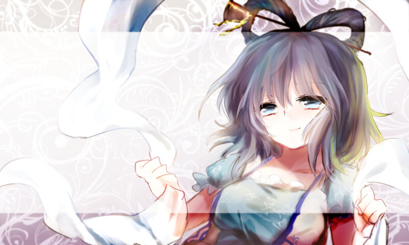 Anime Girl with Gray Hair — Calm, Digital Art