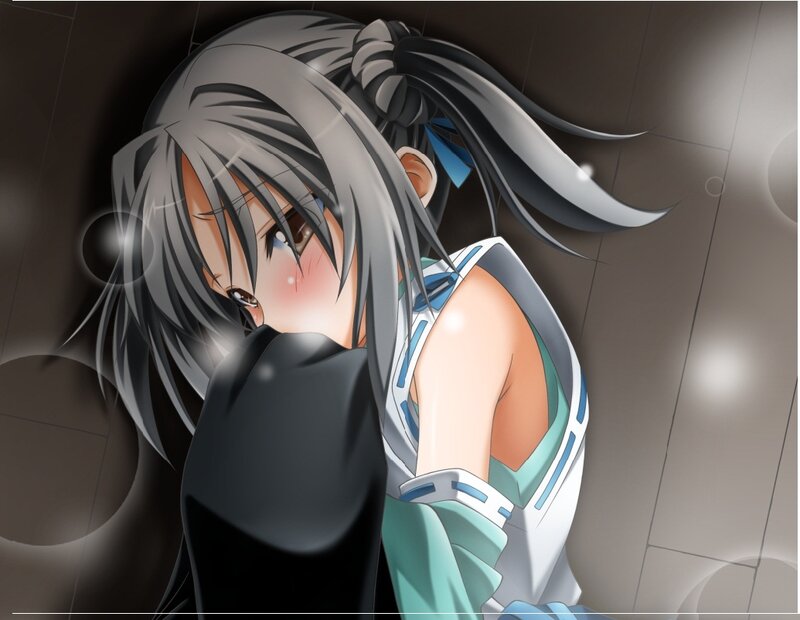 Anime Girl with Gray Hair — Dramatic, Blush