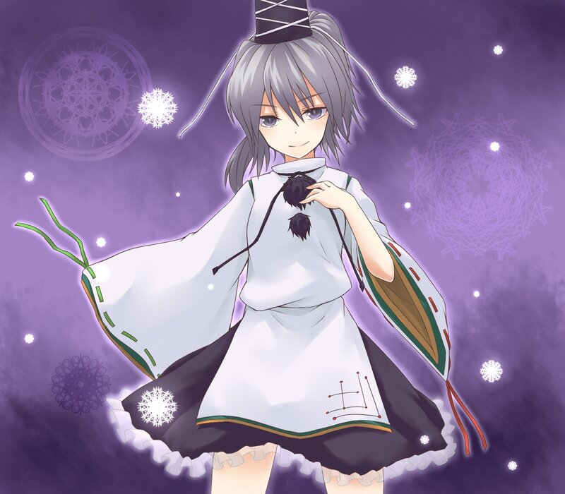Anime Girl with Gray Hair — Purple, Calm