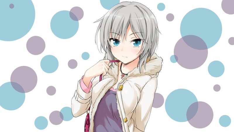 Anime Girl with Gray Hair — White