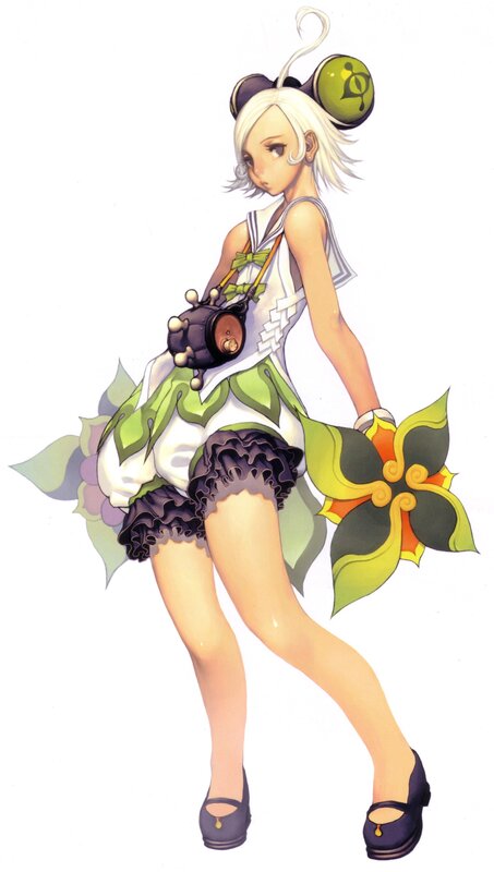 anime girl with green accessories
