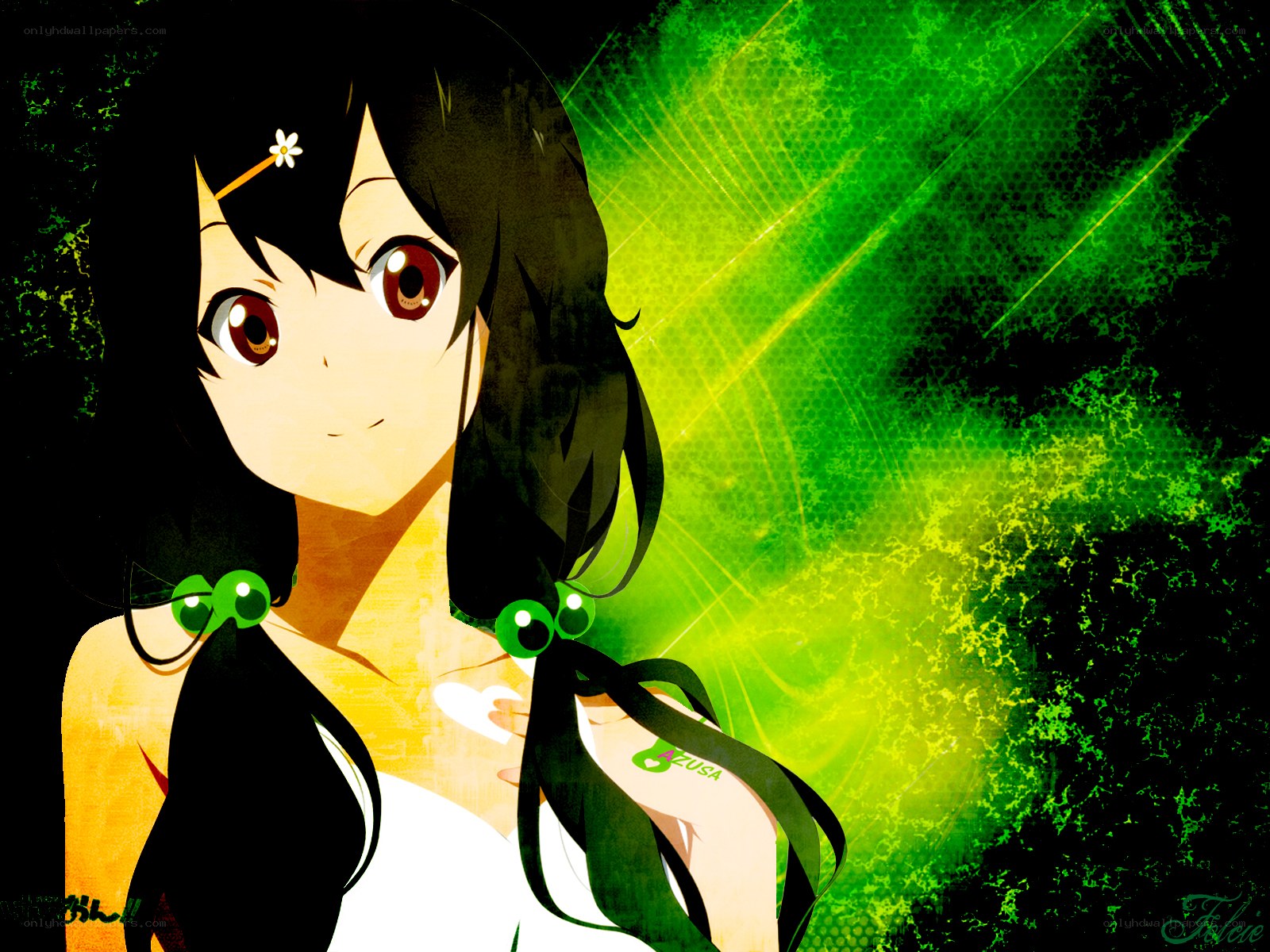 anime girl with green background