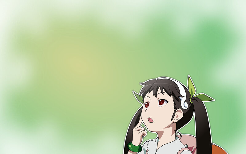 anime girl with green background