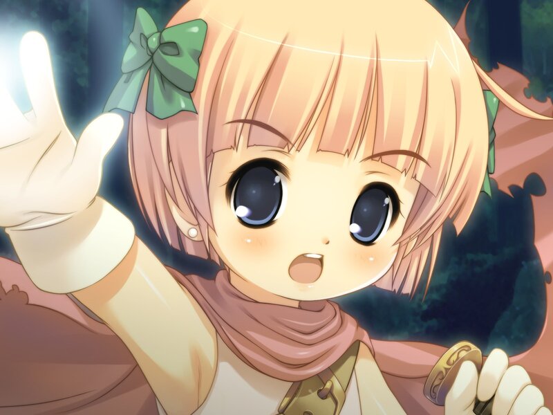 anime girl with green bow