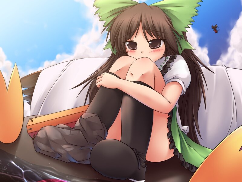 Anime girl with green bow