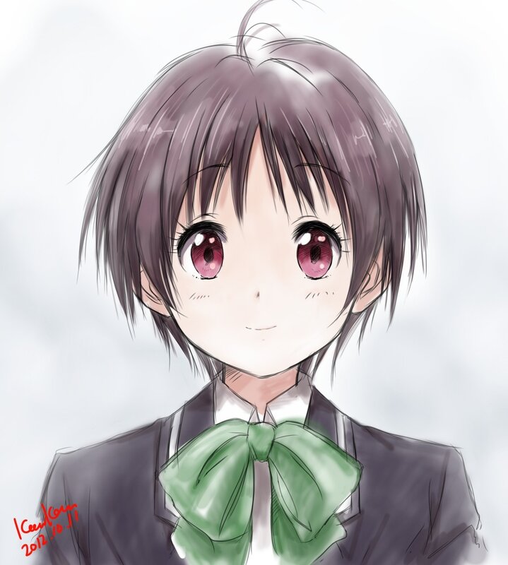 anime girl with green bow