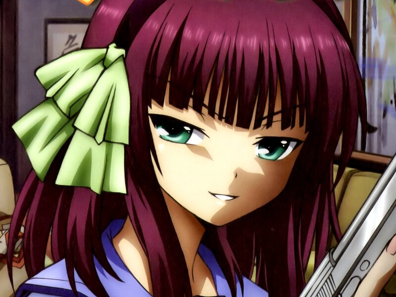 anime girl with green bow