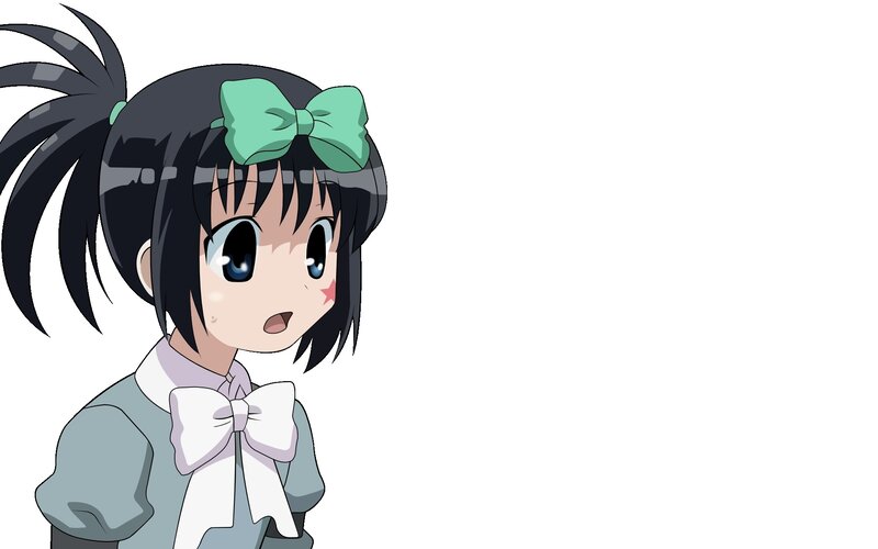 Anime Girl with Green Bow — Black, Surprised