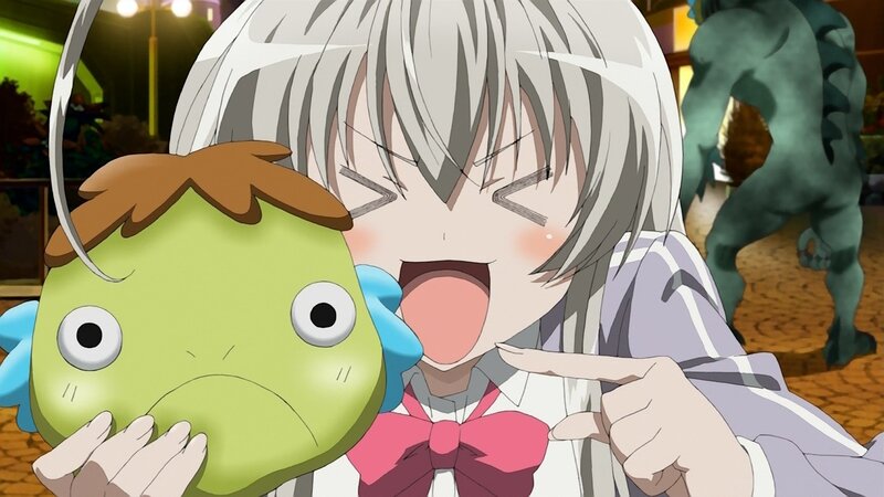 anime girl with green creature