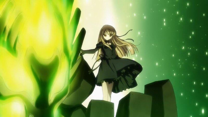 anime girl with green energy