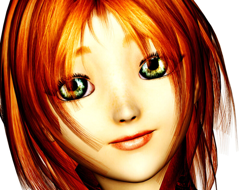 anime girl with green eyes