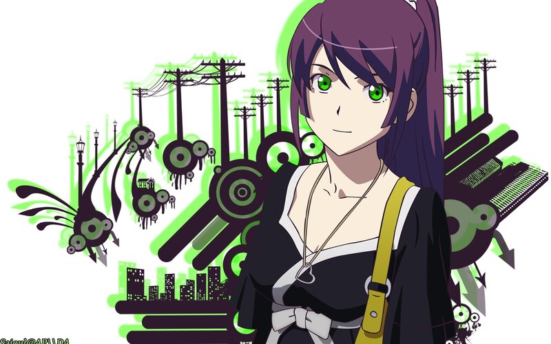 anime girl with green eyes