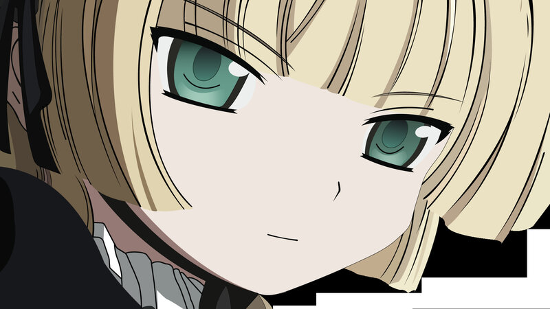 anime girl with green eyes