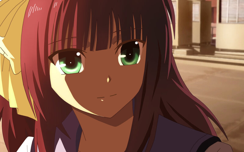 anime girl with green eyes