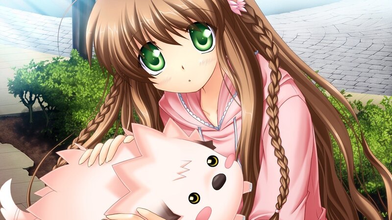anime girl with green eyes