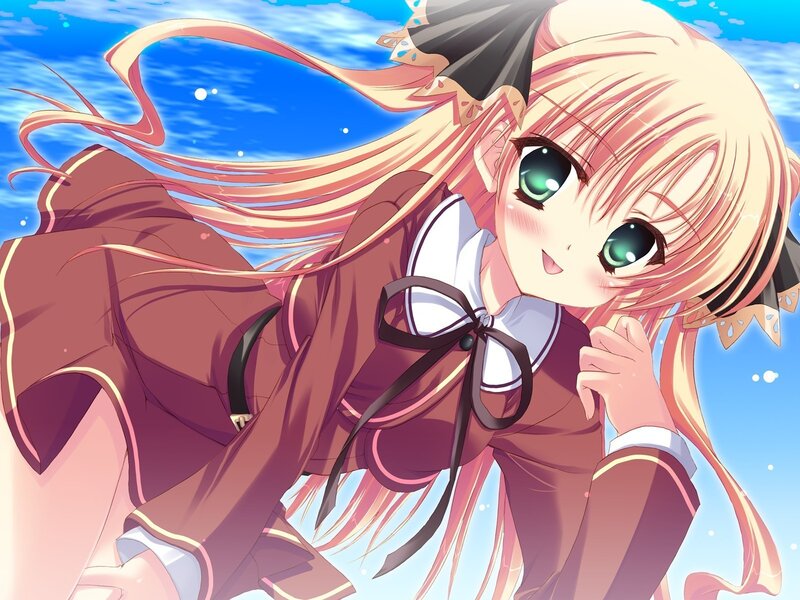 anime girl with green eyes