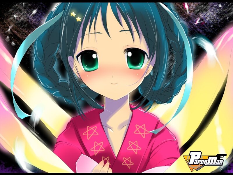 anime girl with green eyes