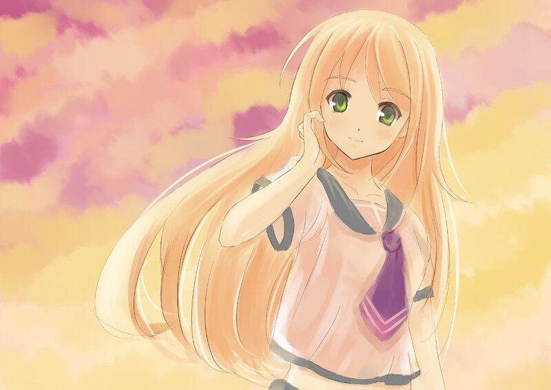 anime girl with green eyes