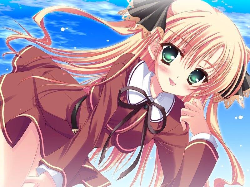 anime girl with green eyes