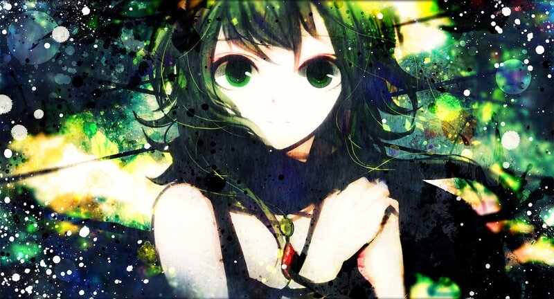 anime girl with green eyes