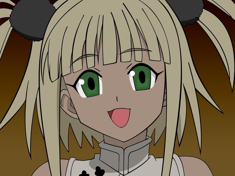 anime girl with green eyes