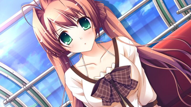 anime girl with green eyes