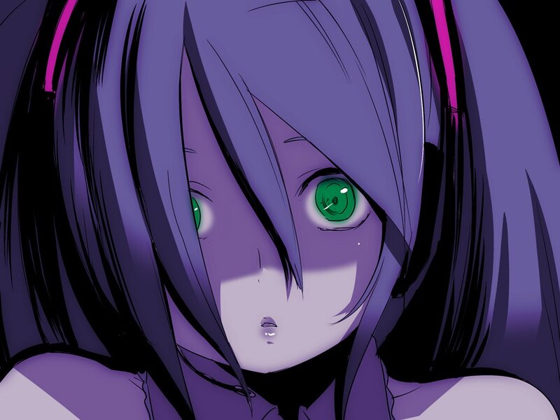 anime girl with green eyes