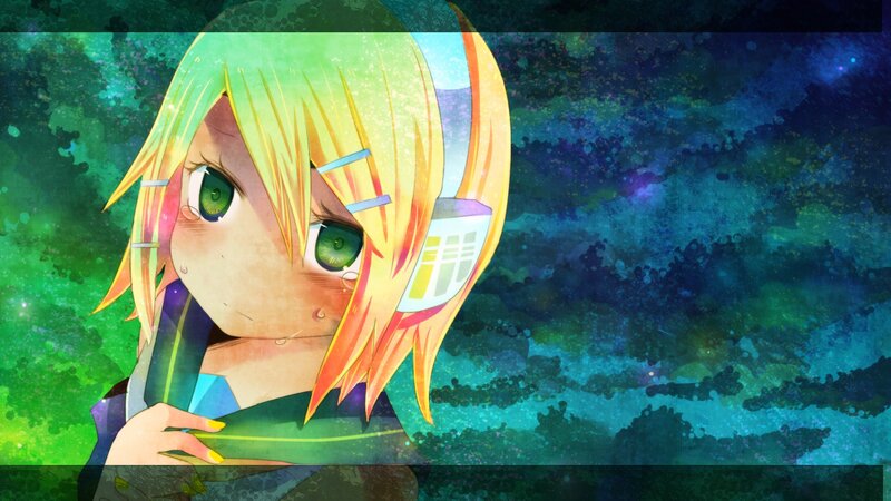 anime girl with green eyes