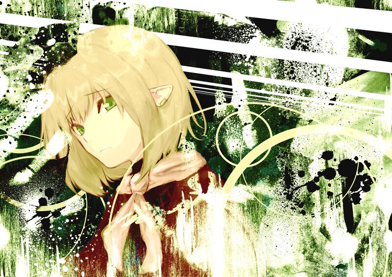 anime girl with green eyes