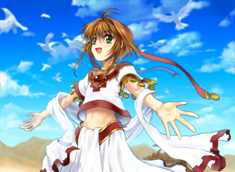 anime girl with green eyes